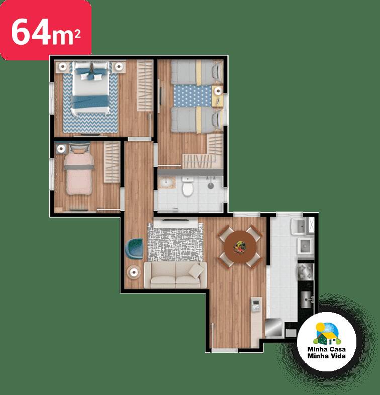 Apartamento à venda com 3 quartos, 64m² - Foto 7